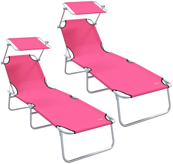 vidaXL Sonnenliege 2 pcs Rosa 58 x 188 x 77cm Polyester 42003066