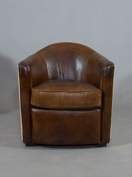 Clubsessel Kendal Leder Vintage-Cigar Jute