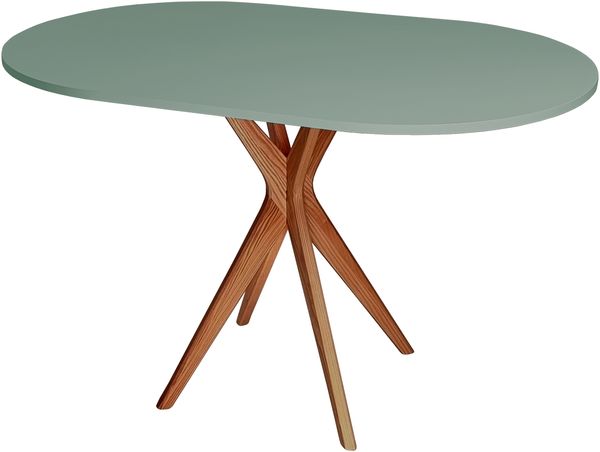 Ragaba ovaler Esstisch, MDF & Massives Eschenholz Eichenbeize, 75x100 cm, Salbei Grün