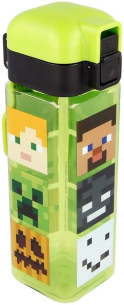 Minecraft Trinkflasche eckig 550 ml Wasserflasche mit Sicherheitsverschluss und Auslaufschutz