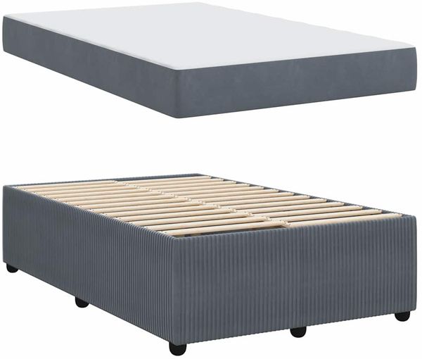vidaXL Bettrahmen mit Matratze Dunkelgrau 120 x 190 cm Stoff 3398374 Bild 4
