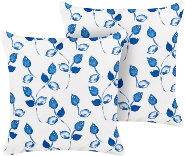 Gartenkissen 2er Set Pflanzenmuster TORBORA 45 x 45 cm Weiß