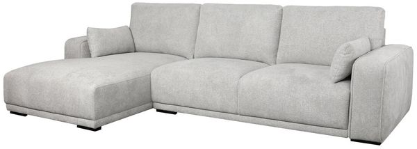 Ecksofa Fonora Hellgrau - Linke Recamiere, Federkern & Stoff-Bezug