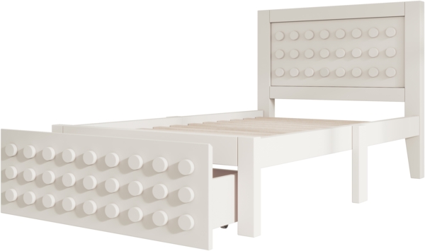 Bett 90x190 cm mit Schublade und kreativem Blockdesign – weißes Kinderbett aus Holz Bild 10