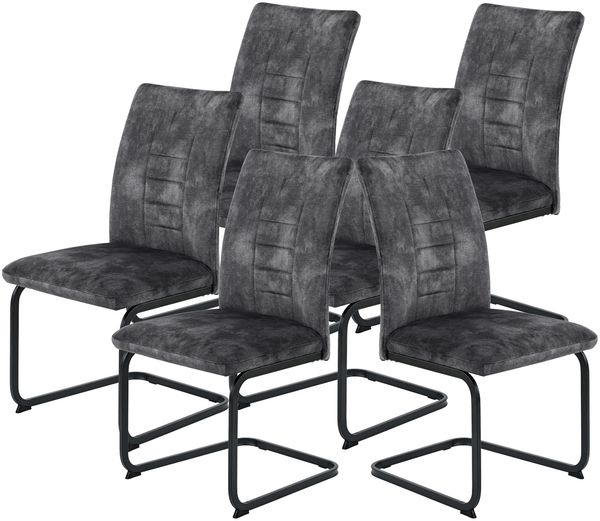 6er Set XL-Schwingstuhl Gela - Vintage Velvet Anthrazit