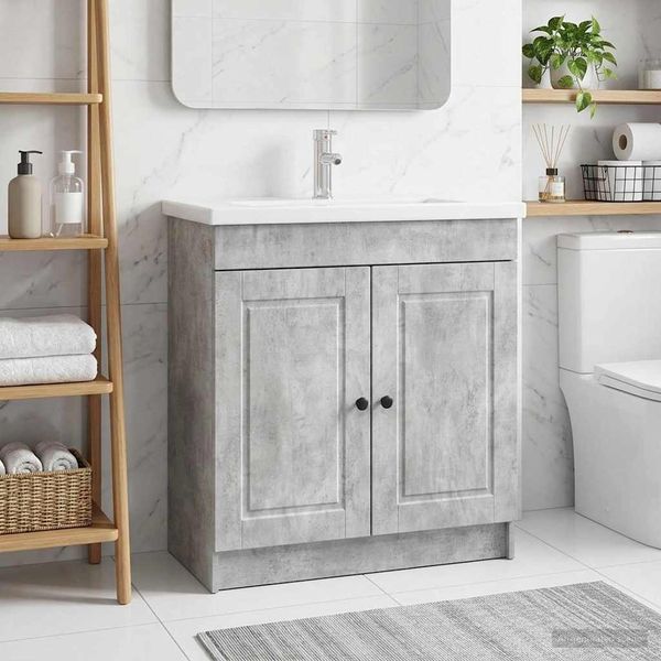 vidaXL Unter dem Waschbecken Badschrank Betongrau 78,5 x 37,5 x 81 cm 890077
