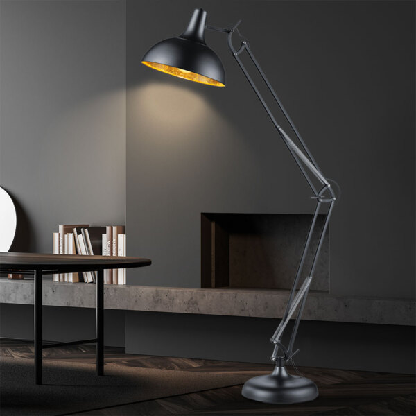 Stehleuchte, Gelenke beweglich, schwarz, gold, H 180 cm Bild 3