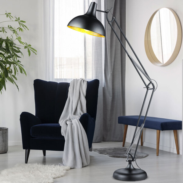 Stehleuchte, Gelenke beweglich, schwarz, gold, H 180 cm Bild 6