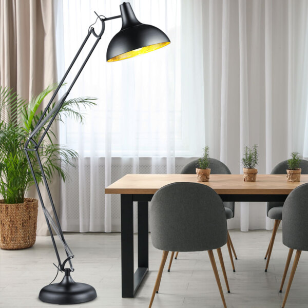 Stehleuchte, Gelenke beweglich, schwarz, gold, H 180 cm Bild 7