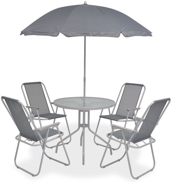vidaXL 6-tlg. Garten-Essgruppe Stahl und Textilene Grau 43785