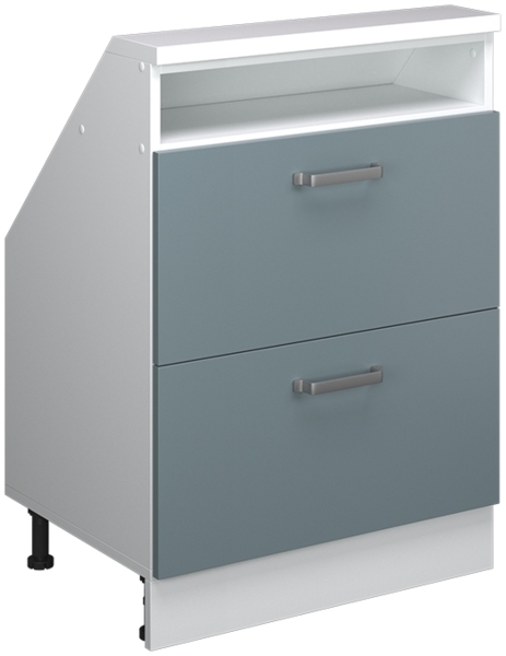 Dachschrägenschrank Rion Blau-Grau/Weiß mit 2 Schubladen Vicco