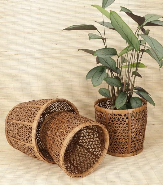 Guru-Shop Allzweckkorb Rattan Papierkorb, Übertopf, Korb in drei Größen