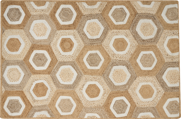 Teppich Jute beige 200 x 300 cm geometrisches Muster Kurzflor BASOREN