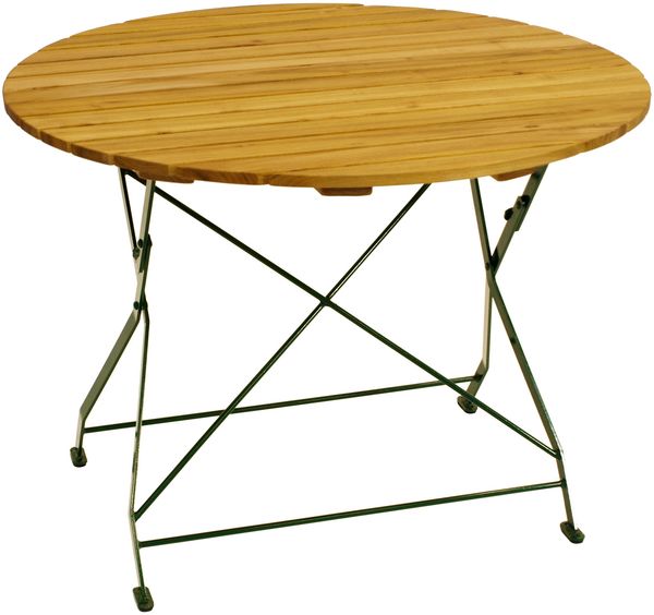 Klapptisch BAD TÖLZ 100cm rund, Flachstahl grün + Robinie