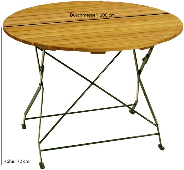 Klapptisch BAD TÖLZ 100cm rund, Flachstahl grün + Robinie Bild 4