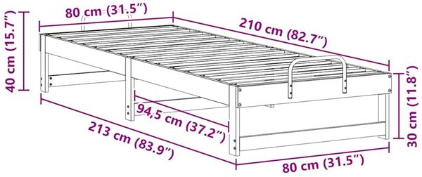 vidaXL Bettrahmen Weiß 80 x 210 cm Massives Kiefernholz 873158 Bild 10