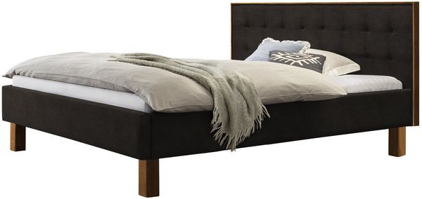 Noah Polsterbett schwarz Massivholz 200cm x 140cm x 25cm