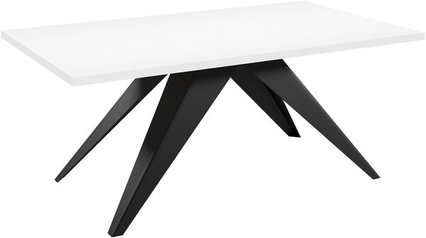 Esstisch Volnaw 140 mi 2 Einlegeplatten, Beine aus Stahl (Farbe: Schwarz / Arktisches Weiß) Bild 3