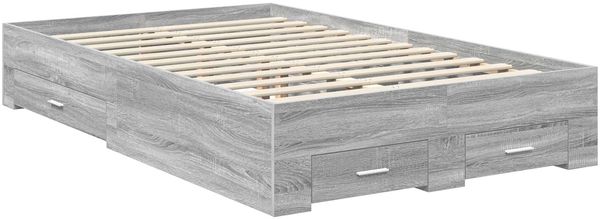 vidaXL Bettrahmen Graues Sonoma 135 x 190 cm Holzwerkstoff 3408277 Bild 6
