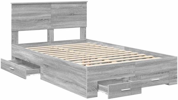 vidaXL Bettrahmen Graues Sonoma 135 x 190 cm Holzwerkstoff 3408277 Bild 5
