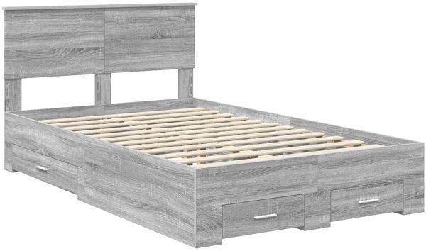 vidaXL Bettrahmen Graues Sonoma 135 x 190 cm Holzwerkstoff 3408277 Bild 4