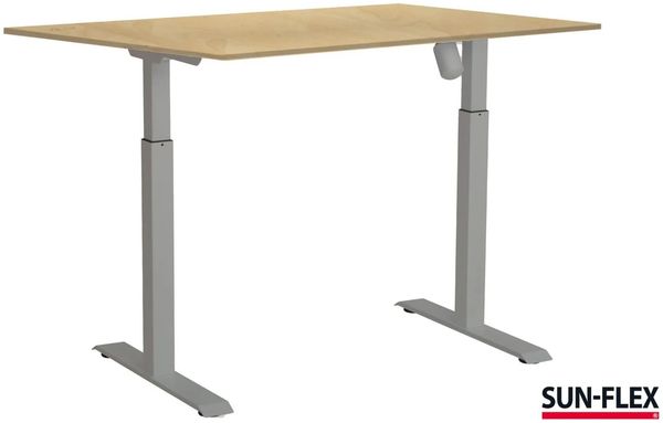 SUN-FLEX®EASYDESK ADAPT l Schreibtisch 140*80 cm weißes Aluminium Birken-Laminat