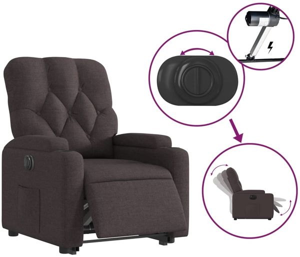 vidaXL Relaxsessel mit Aufstehhilfe Elektrisch Dunkelbraun Stoff 3204739 Bild 6