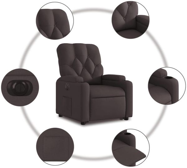 vidaXL Relaxsessel mit Aufstehhilfe Elektrisch Dunkelbraun Stoff 3204739 Bild 8