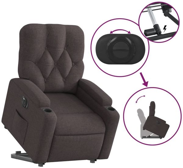 vidaXL Relaxsessel mit Aufstehhilfe Elektrisch Dunkelbraun Stoff 3204739 Bild 11