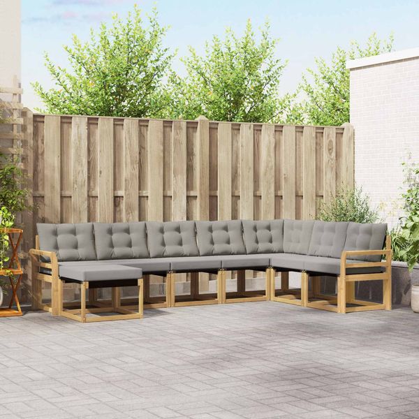 vidaXL Outdoor-Sofagarnitur mit Kissen 8 pcs Weiß und Hellgrau 3389765