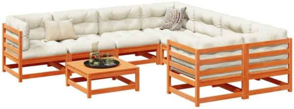 vidaXL 9-tlg. Garten-Sofagarnitur mit Kissen Wachsbraun Kiefernholz 3299371