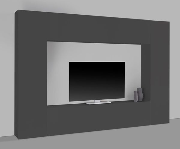 Wohnwand >Benevent< (4-teilig) in Anthrazit matt - 260x180x30 (BxHxT)