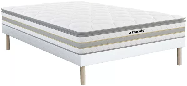 Vente-unique - CANTERBURY Mattress and bed base set StoffStoff Weiß - B 140 cm x H 31 cm29 cm x L 190 cm