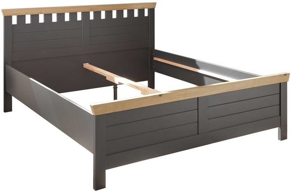 Doppelbett LIV'IN Bern, Holzwerkstoff, Grau, Schwarz, Holzfarben, 191 x 107 x 207 cm