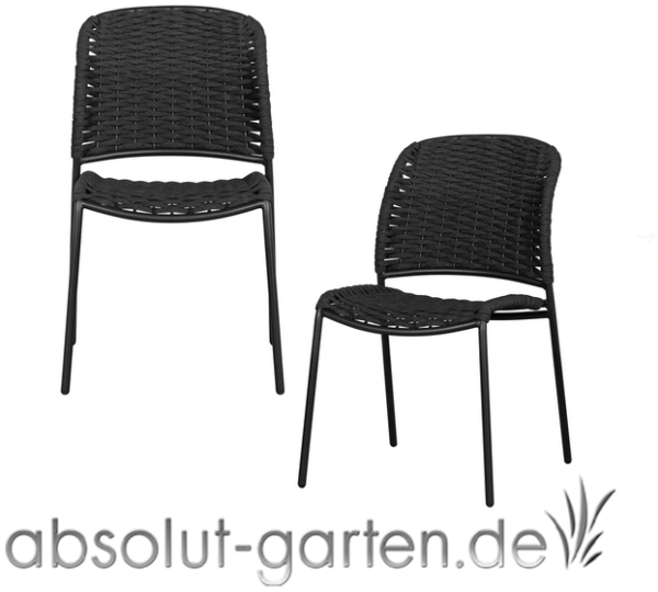 Gartenstuhl Taku 2er-Set aus Metall, Schwarz