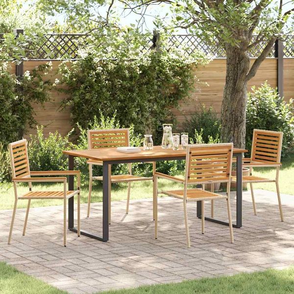 vidaXL Garten Essgruppe 5 pcs Beige Massivholz Akazie 3365459