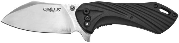 Camillus Chunk Klappmesser, 7,6 cm Titanium Bonded 420 Stahlklinge, GFN Griff, schwarz-Silber, 18,4 cm
