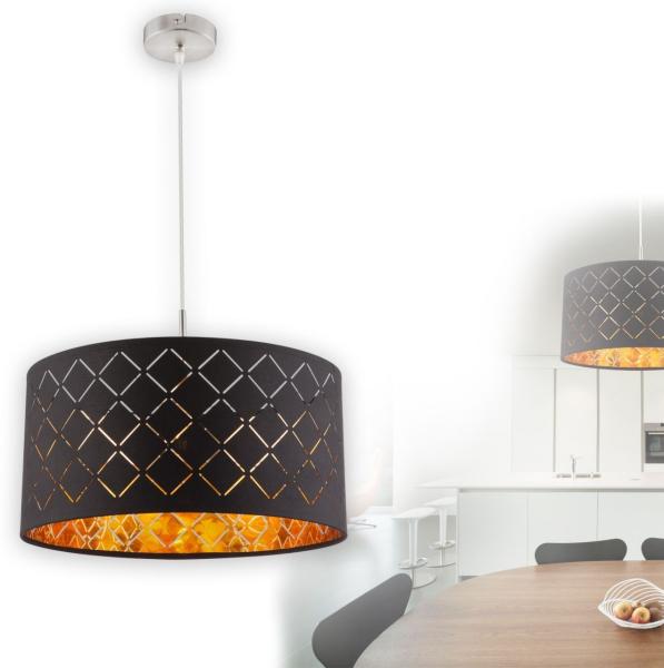 Hängelampe Esszimmer LED Pendelleuchte Wohnzimmer Textil Schwarz 15229HLMDS