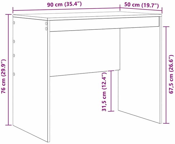 vidaXL Schreibtisch Weiß 90 x 50 x 76 cm 869434 Bild 10