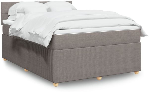 vidaXL Boxspringbett mit Matratze Taupe 160x200 cm Stoff 3287511
