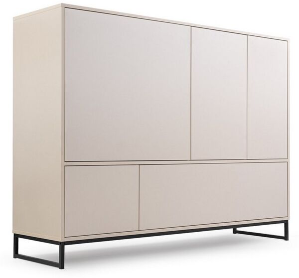 Beautysofa Kommode GIANA – elegante grifflos mit 5 Türen push‑to‑open (erhältlich in Sandbeige oder Flaschengrün), Breite: 160 cm
