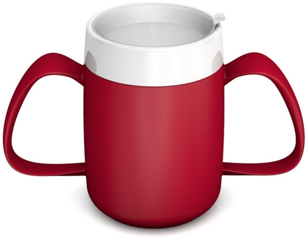 Ornamin Schnabelbecher 2-Henkel-Becher mit Trink-Trick und Schnabelaufsatz/Trinkaufsatz, Kunststoff, Trinkhilfe l Spezial-Becher l bruchstabil l BPA-frei l Made in Germany