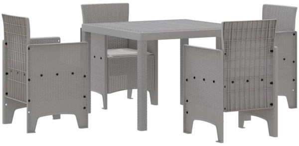 vidaXL Garten Essgruppe 5 pcs Hellgrau Polt Rattan 3378549