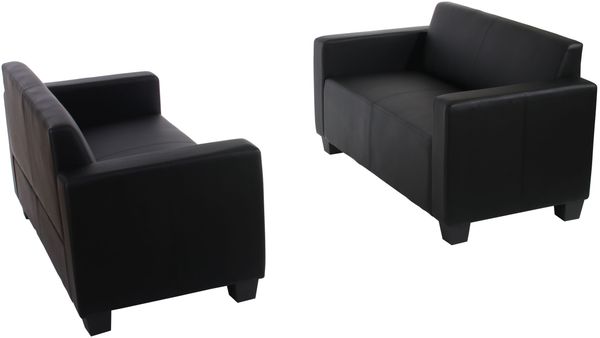 Sofa-Garnitur Couch-Garnitur 2x 2er Sofa Lyon Kunstleder ~ schwarz Bild 7