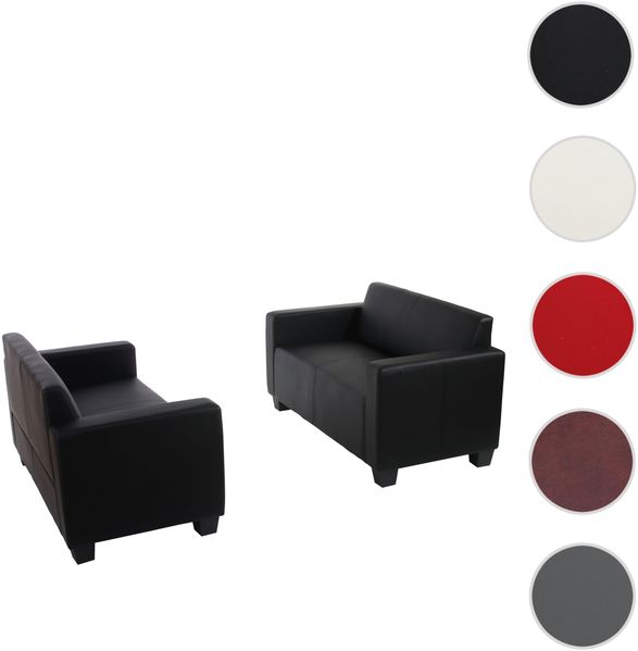 Sofa-Garnitur Couch-Garnitur 2x 2er Sofa Lyon Kunstleder ~ schwarz Bild 8