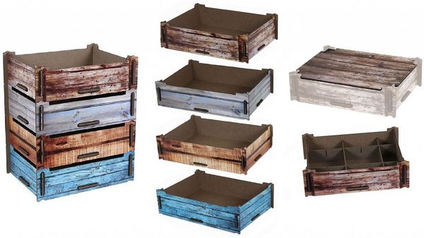 Werkhaus Aufbewahrungsbox groß Holzoptik Holzkiste stapelbar Deckel Unterteiler Unterteiler