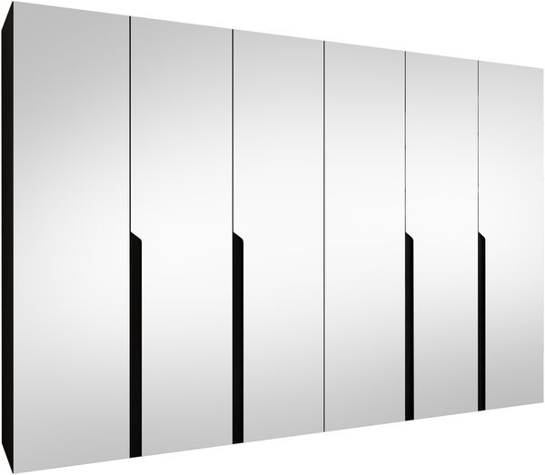 Kleiderschrank Veluna III 300 (Farbe: Schwarz / Schwarz + Schwarz)