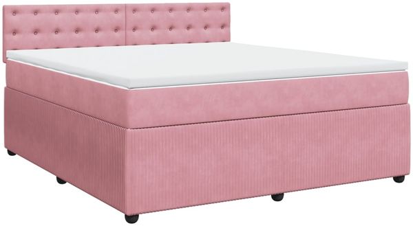 vidaXL Boxspringbett mit Matratze Rosa 180x200 cm Samt 3290123 Bild 3