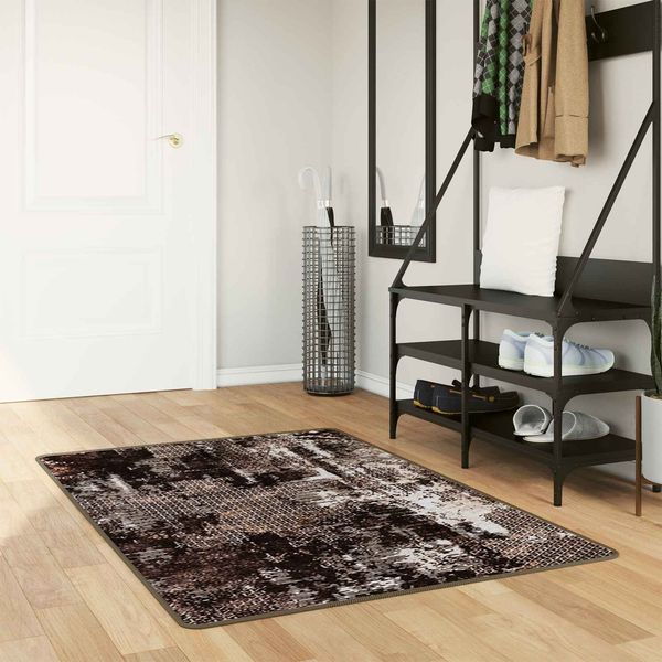 vidaXL Teppichläufer MARSA Schwarz 80 x 100 cm Polyester und PVC 42023374