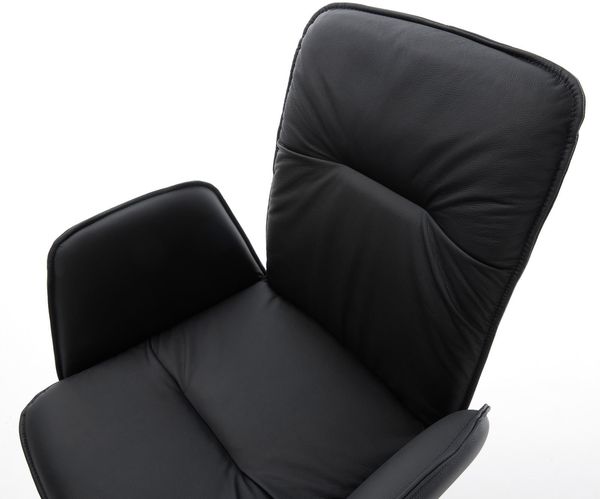 Esszimmerstuhl Vinja-Flex Echt-Leder Schwarz Holzgestell kantig Natur Bild 4